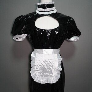 French Maid Costume Faux Latex